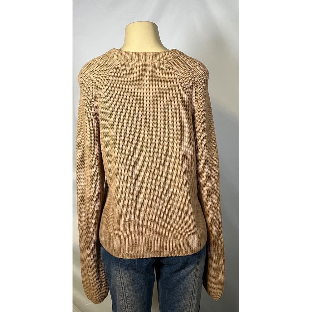 Quince 100% Organic Cotton Fisherman Crew Sweater Camel Brown Size L CGC01-5708 - Picture 3 of 11